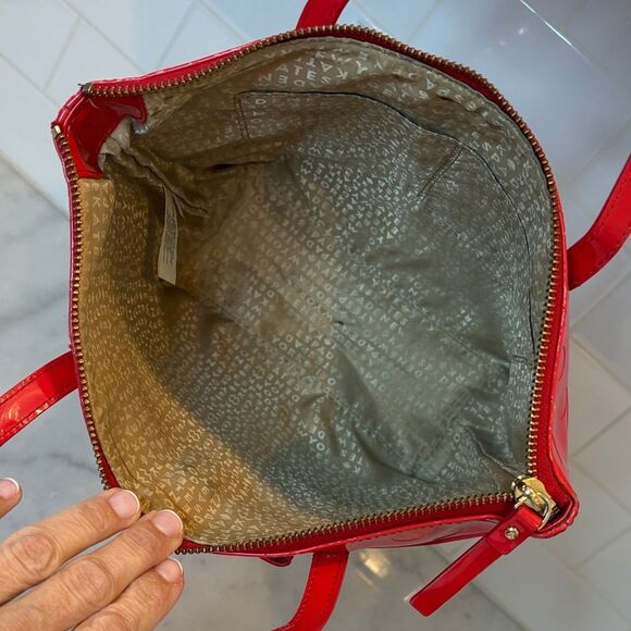 Kate Spade Bag Purse Handbag Leather Red Embossed Patent Tote Bag pocketbook - Picture 11 of 13